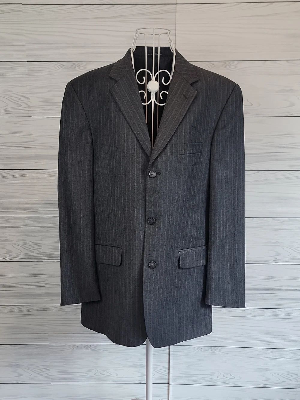 Suit Blazer For Macys Men's Pinstripe Blazer - Charcoal Gray Size 38R
